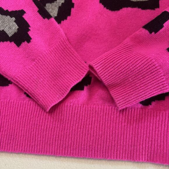 Autumn Cashmere Women's Size XS Pure Cashmere Sweater Pink - Leopard Spots - Picture 5 of 10